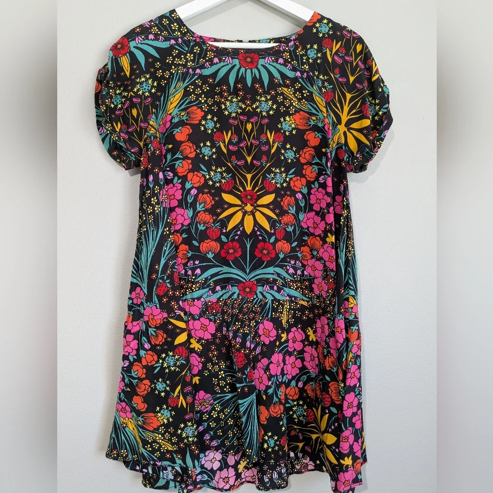 Free People Strawberry Fields Colorful Print Mini Dress S